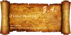 Zintz Apolló névjegykártya